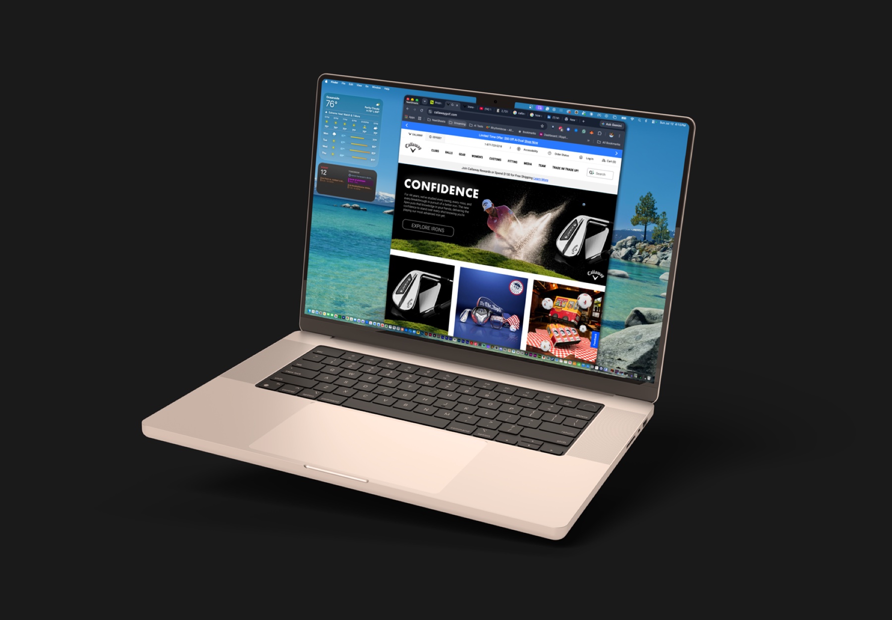 Callaway Confidence campaign displayed on a laptop website mockup