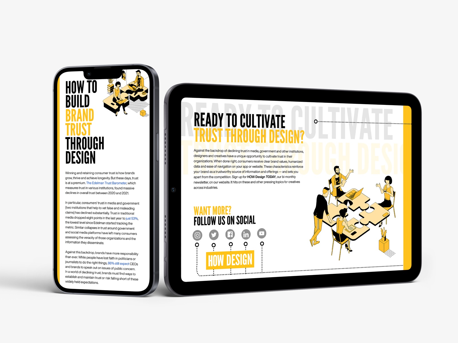 Brand trust through design story shown on phone and tablet