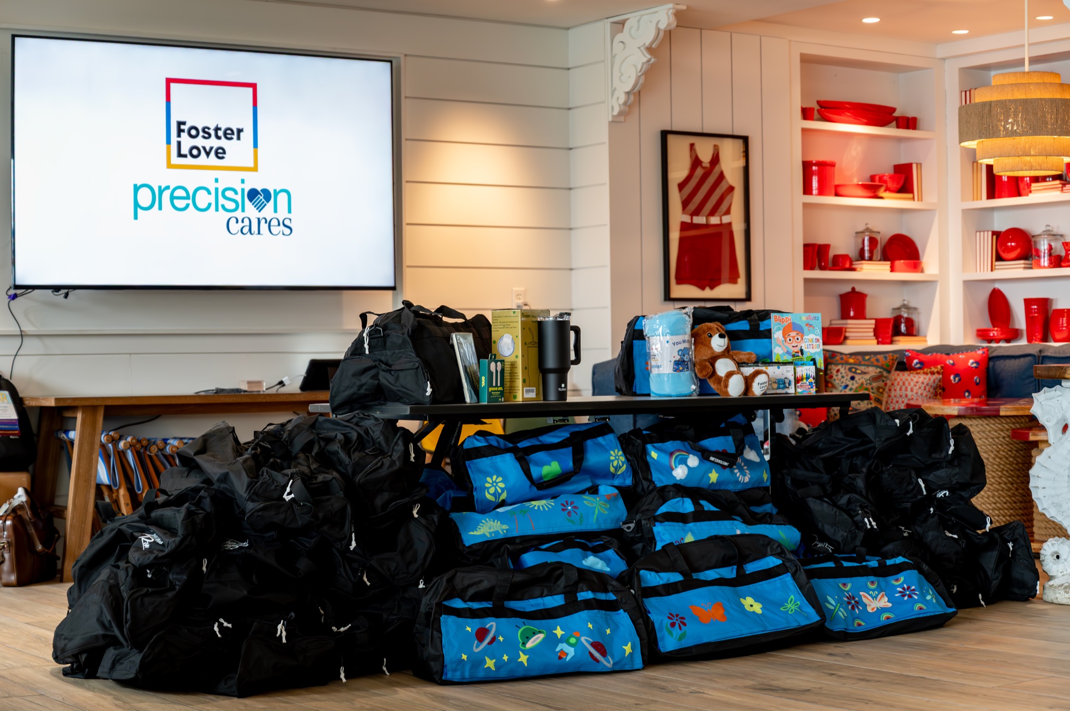 Precision Diagnostics community-service materials and decorated donation bags