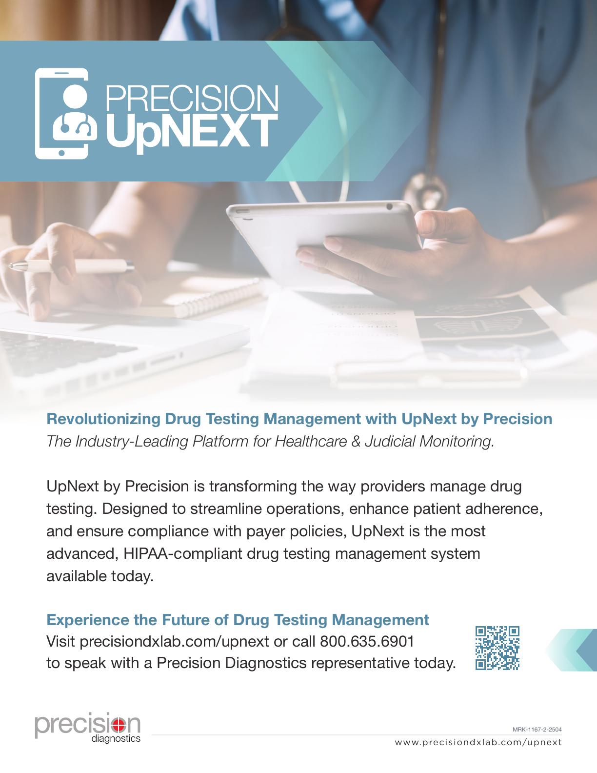 Precision UpNext drug testing management platform sell sheet