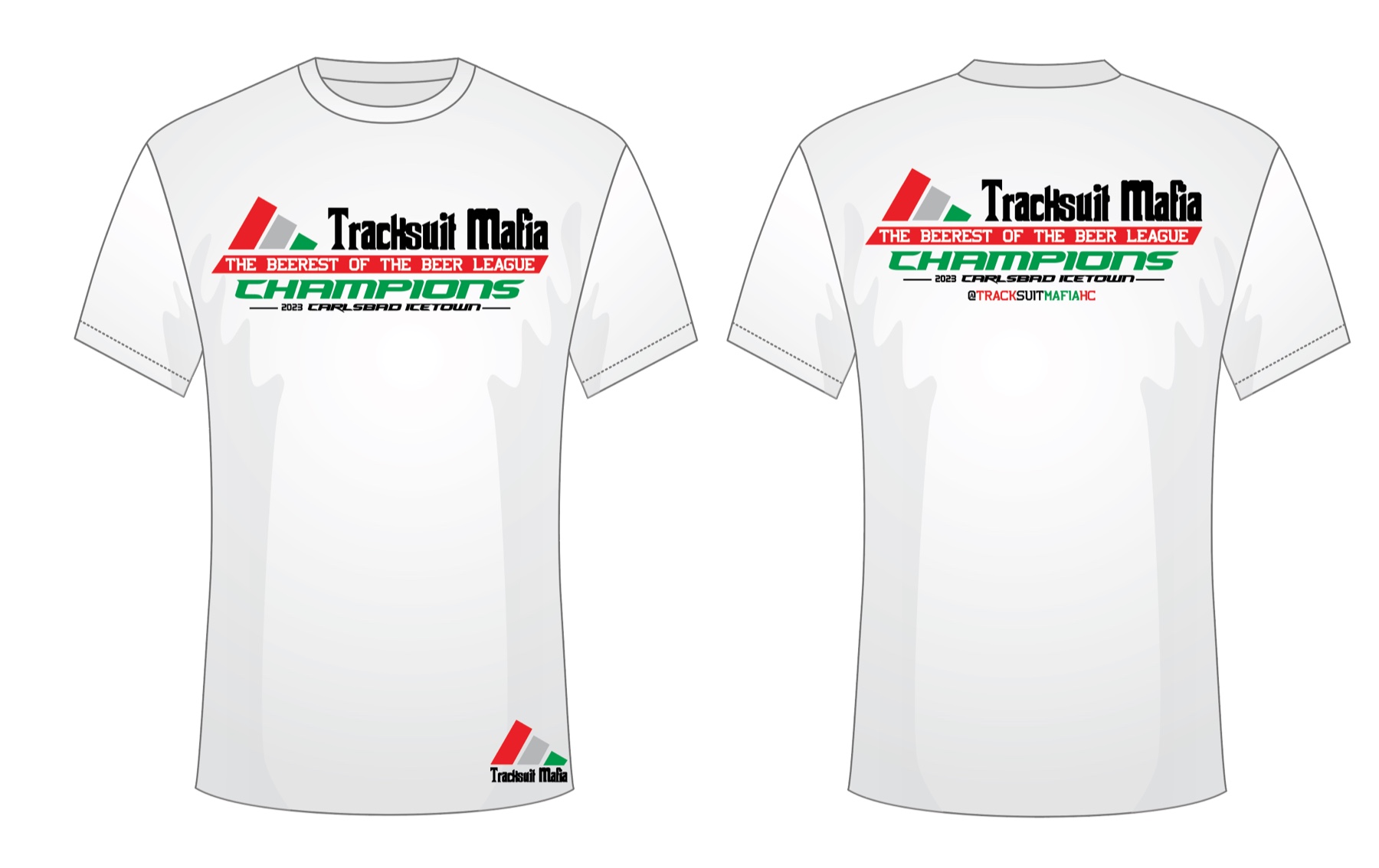 Front and back Track Suit Mafia championship T-shirt design